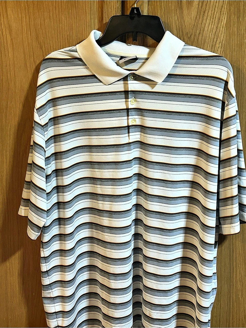 Nike Golf Striped Dri-FIT Polo White & Gray XL